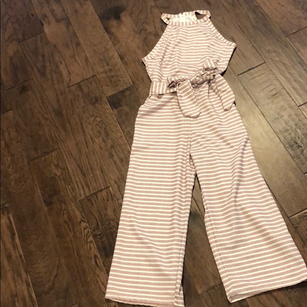 Pink and white romper